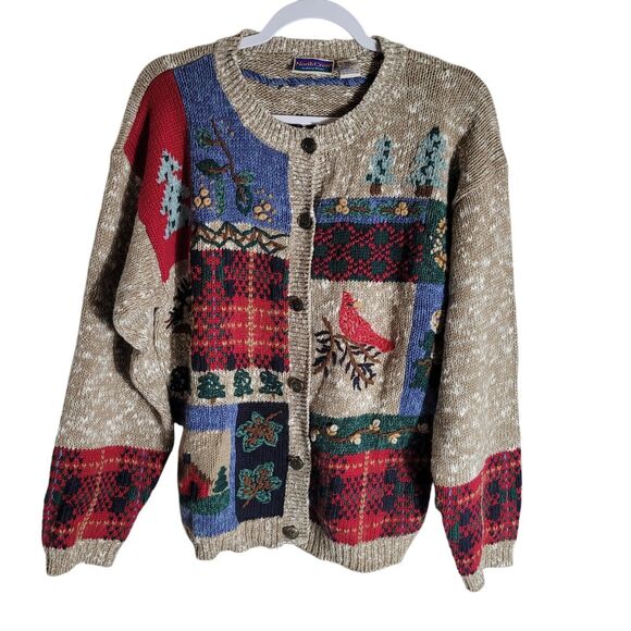 Northcrest Sweaters - Vintage Northcrest Cardigan Sweater Women's Size Large Embroidered Cardinal